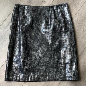 DANA BUCHMAN Black/Silver Leather Skirt 10